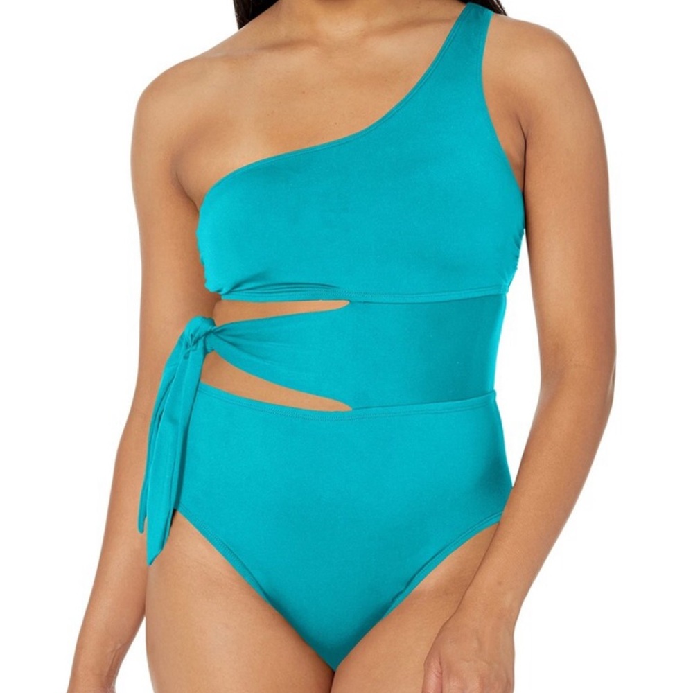 NWOT La Blanca Turquoise Island Goddess Swim Suit with Side Tie
